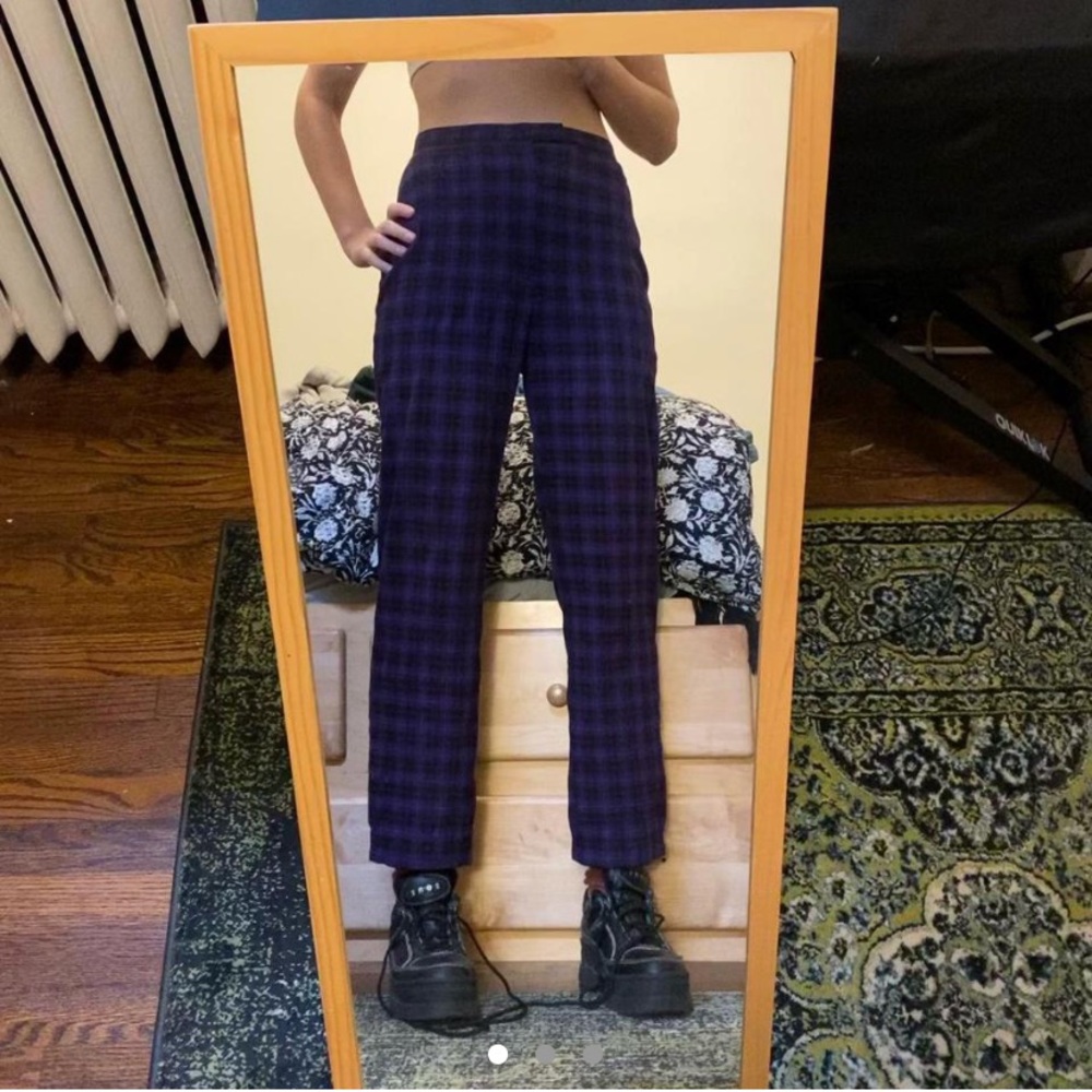 High Waisted Vintage Plaid Trousers